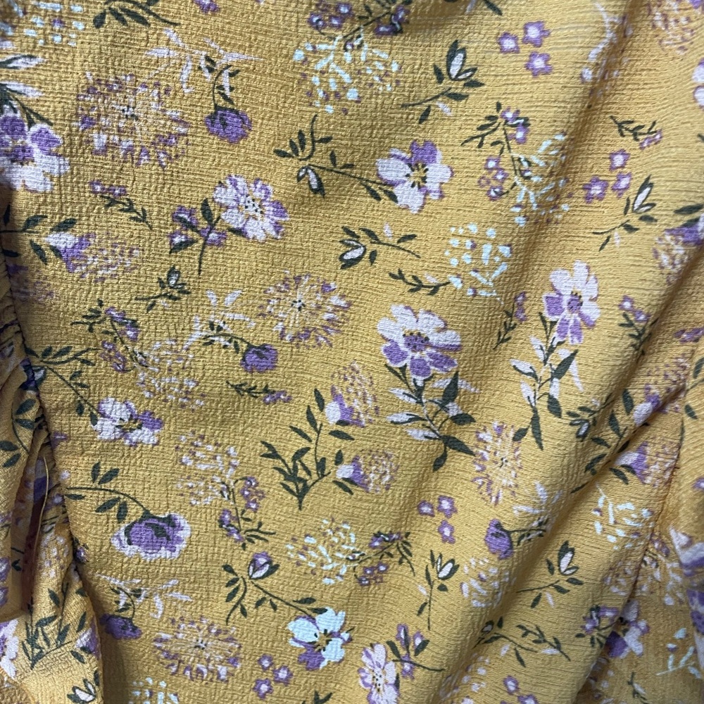Floral Mustard Ruffle Top - Picture 3 of 4
